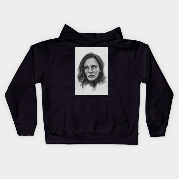 charcoal drawing of a woman Kids Hoodie by stoekenbroek